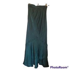TOPSHOP Emerald Jade Green Midi Satin Silk Flare Skirt - Size XXS, 00 UK 4